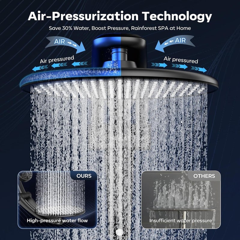 Razime Shower Head with filtered Handheld High Pressure daul Shower Heads with Handheld Spray Combo and 10 Sprays Handheld Shower Head Detachable Shower head Built-in Magnetic Docking and Power Jets Black - Image 4